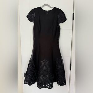 Mestiza New York Women's Black Flower Embellished Midi Dress Size 12